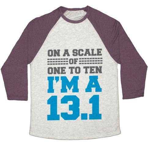 Virgin Teez  Baseball Tee Unisex Tri-Blend Baseball Tee / small / Oatmeal / Maroon ON A SCALE OF ONE TO TEN I'M A 13.1 (BLUE) UNISEX TRI-BLEND BASEBALL TEE