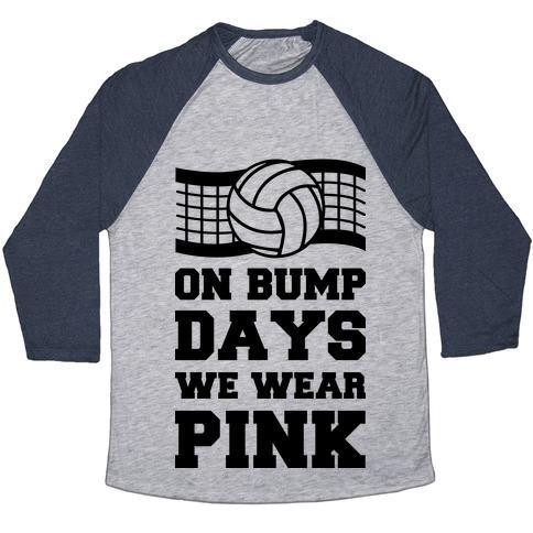 Virgin Teez  Baseball Tee Unisex Tri-Blend Baseball Tee / small / Athletic Gray / Navy ON BUMP DAYS WE WEAR PINK UNISEX TRI-BLEND BASEBALL TEE