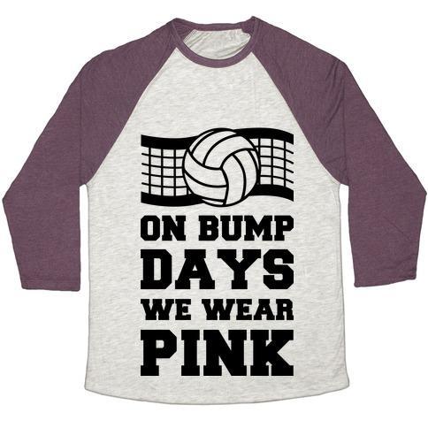 Virgin Teez  Baseball Tee Unisex Tri-Blend Baseball Tee / small / Oatmeal / Maroon ON BUMP DAYS WE WEAR PINK UNISEX TRI-BLEND BASEBALL TEE
