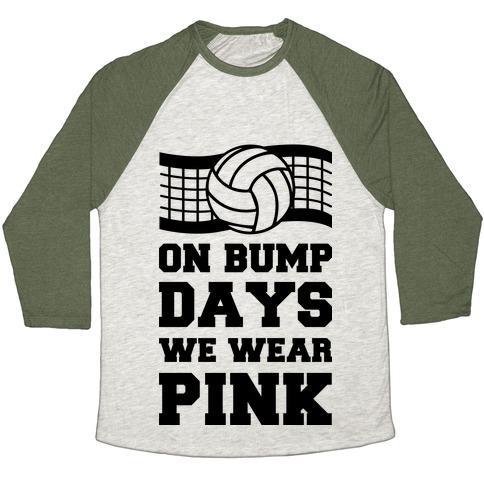 Virgin Teez  Baseball Tee Unisex Tri-Blend Baseball Tee / small / Oatmeal / Moss ON BUMP DAYS WE WEAR PINK UNISEX TRI-BLEND BASEBALL TEE