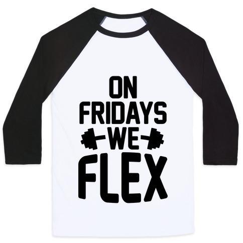 Virgin Teez  Baseball Tee Unisex Classic Baseball Tee / x-small / White/Black ON FRIDAYS WE FLEX UNISEX CLASSIC BASEBALL TEE