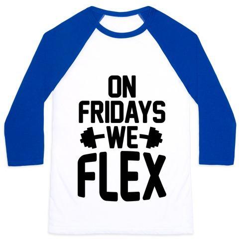Virgin Teez  Baseball Tee Unisex Classic Baseball Tee / x-small / White/Blue ON FRIDAYS WE FLEX UNISEX CLASSIC BASEBALL TEE