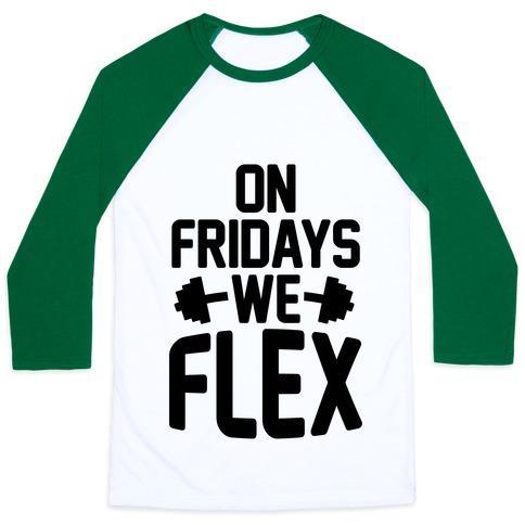 Virgin Teez  Baseball Tee Unisex Classic Baseball Tee / x-small / White/Dark Green ON FRIDAYS WE FLEX UNISEX CLASSIC BASEBALL TEE