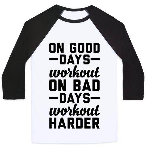 Virgin Teez  Baseball Tee Unisex Classic Baseball Tee / x-small / White/Black ON GOOD DAYS WORKOUT UNISEX CLASSIC BASEBALL TEE