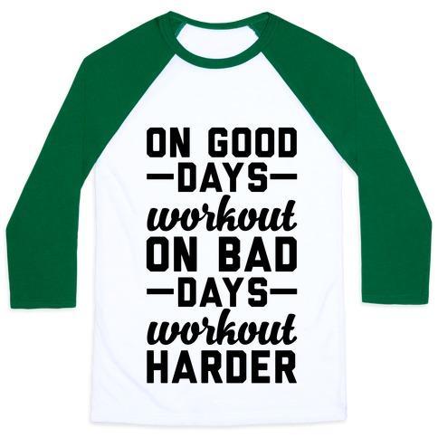 Virgin Teez  Baseball Tee Unisex Classic Baseball Tee / x-small / White/Dark Green ON GOOD DAYS WORKOUT UNISEX CLASSIC BASEBALL TEE