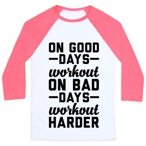 Virgin Teez  Baseball Tee Unisex Classic Baseball Tee / x-small / White/Neon Pink ON GOOD DAYS WORKOUT UNISEX CLASSIC BASEBALL TEE
