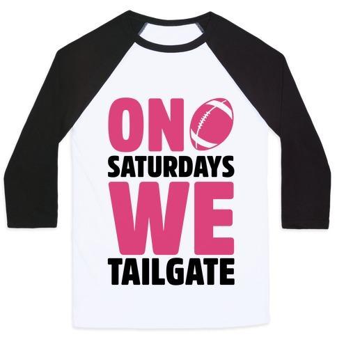 Virgin Teez  Baseball Tee Unisex Classic Baseball Tee / x-small / White/Black ON SATURDAYS WE TAILGATE UNISEX CLASSIC BASEBALL TEE