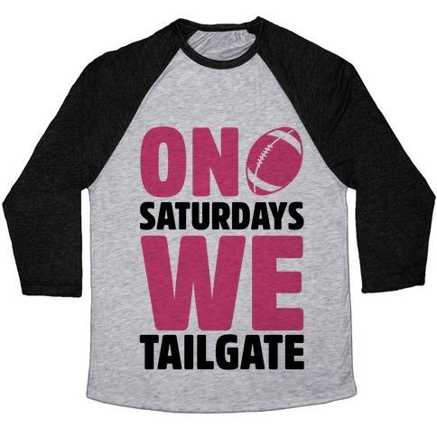 Virgin Teez  Baseball Tee Unisex Tri-Blend Baseball Tee / small / Athletic Gray / Black ON SATURDAYS WE TAILGATE UNISEX TRI-BLEND BASEBALL TEE
