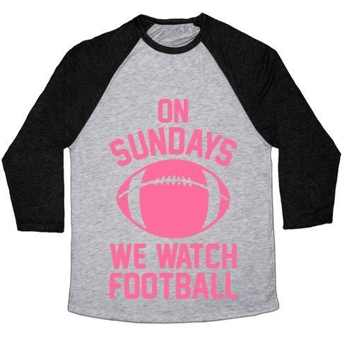 Virgin Teez  Baseball Tee Unisex Tri-Blend Baseball Tee / small / Athletic Gray / Black ON SUNDAYS WE WATCH FOOTBALL UNISEX TRI-BLEND BASEBALL TEE