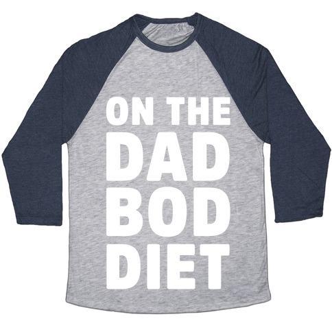 Virgin Teez  Baseball Tee Unisex Tri-Blend Baseball Tee / small / Athletic Gray / Navy ON THE DAD BOD DIET UNISEX TRI-BLEND BASEBALL TEE