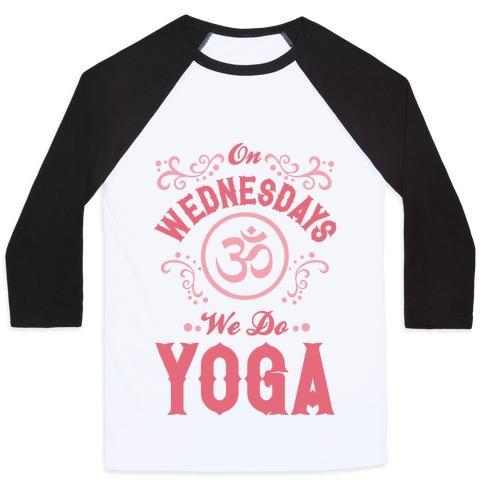 Virgin Teez  Baseball Tee Unisex Classic Baseball Tee / x-small / White/Black ON WEDNESDAY WE DO YOGA UNISEX CLASSIC BASEBALL TEE