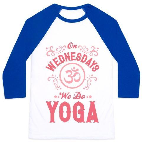 Virgin Teez  Baseball Tee Unisex Classic Baseball Tee / x-small / White/Blue ON WEDNESDAY WE DO YOGA UNISEX CLASSIC BASEBALL TEE