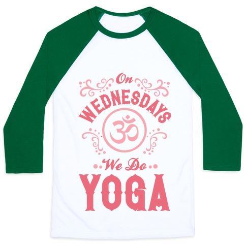 Virgin Teez  Baseball Tee Unisex Classic Baseball Tee / x-small / White/Dark Green ON WEDNESDAY WE DO YOGA UNISEX CLASSIC BASEBALL TEE