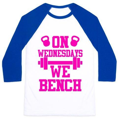 Virgin Teez  Baseball Tee Unisex Classic Baseball Tee / x-small / White/Blue ON WEDNESDAYS WE BENCH UNISEX CLASSIC BASEBALL TEE