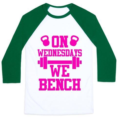 Virgin Teez  Baseball Tee Unisex Classic Baseball Tee / x-small / White/Dark Green ON WEDNESDAYS WE BENCH UNISEX CLASSIC BASEBALL TEE