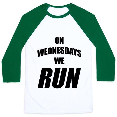 Virgin Teez  Baseball Tee Unisex Classic Baseball Tee / x-small / White/Dark Green ON WEDNESDAYS WE RUN UNISEX CLASSIC BASEBALL TEE