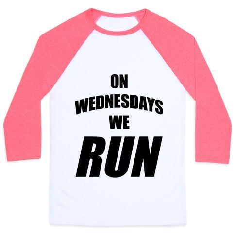 Virgin Teez  Baseball Tee Unisex Classic Baseball Tee / x-small / White/Neon Pink ON WEDNESDAYS WE RUN UNISEX CLASSIC BASEBALL TEE