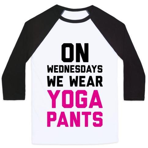 Virgin Teez  Baseball Tee Unisex Classic Baseball Tee / x-small / White/Black ON WEDNESDAYS WE WEAR YOGA PANTS UNISEX CLASSIC BASEBALL TEE