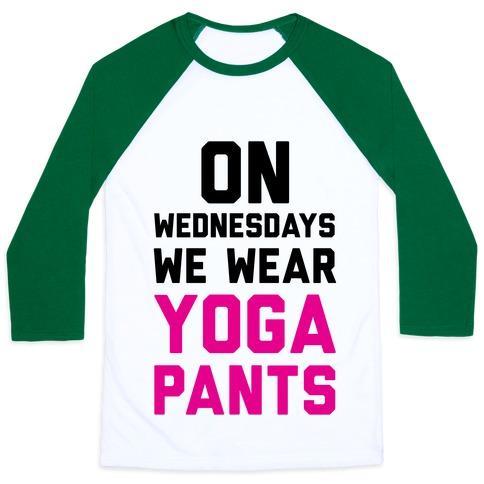 Virgin Teez  Baseball Tee Unisex Classic Baseball Tee / x-small / White/Dark Green ON WEDNESDAYS WE WEAR YOGA PANTS UNISEX CLASSIC BASEBALL TEE