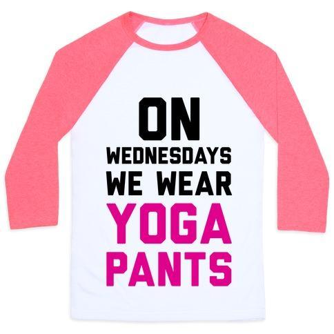 Virgin Teez  Baseball Tee Unisex Classic Baseball Tee / x-small / White/Neon Pink ON WEDNESDAYS WE WEAR YOGA PANTS UNISEX CLASSIC BASEBALL TEE