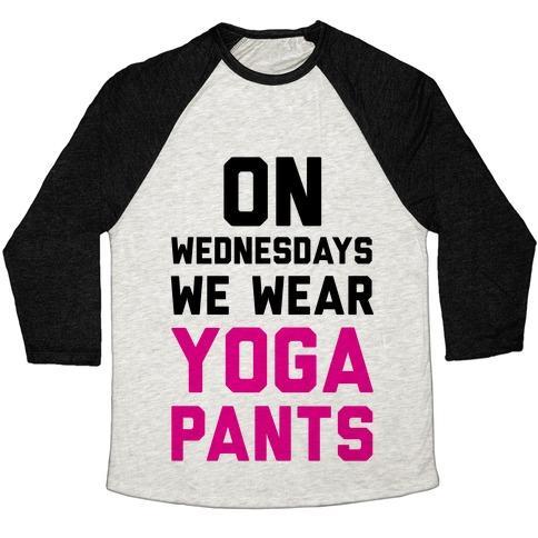 Virgin Teez  Baseball Tee Unisex Tri-Blend Baseball Tee / small / Oatmeal / Black ON WEDNESDAYS WE WEAR YOGA PANTS UNISEX TRI-BLEND BASEBALL TEE