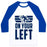 Virgin Teez  Baseball Tee Unisex Classic Baseball Tee / x-small / White/Blue ON YOUR LEFT (RUNNING QUOTE) UNISEX CLASSIC BASEBALL TEE