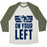 Virgin Teez  Baseball Tee Unisex Tri-Blend Baseball Tee / small / Oatmeal / Moss ON YOUR LEFT (RUNNING QUOTE) UNISEX TRI-BLEND BASEBALL TEE
