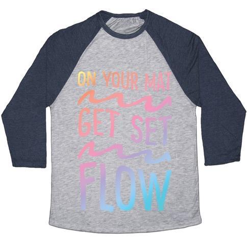 Virgin Teez  Baseball Tee Unisex Tri-Blend Baseball Tee / small / Athletic Gray / Navy ON YOUR MAT GET SET FLOW YOGA UNISEX TRI-BLEND BASEBALL TEE