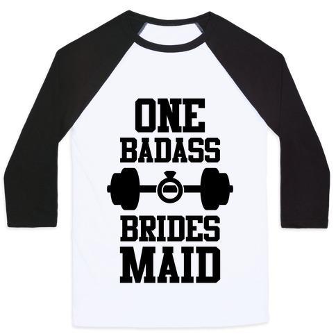 Virgin Teez  Baseball Tee Unisex Classic Baseball Tee / x-small / White/Black ONE BADASS BRIDESMAID UNISEX CLASSIC BASEBALL TEE