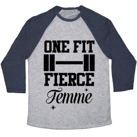 Virgin Teez  Baseball Tee Unisex Tri-Blend Baseball Tee / small / Athletic Gray / Navy ONE FIT FIERCE FEMME UNISEX TRI-BLEND BASEBALL TEE