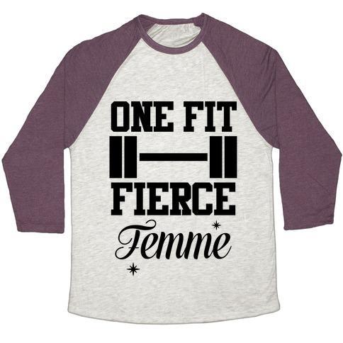 Virgin Teez  Baseball Tee Unisex Tri-Blend Baseball Tee / small / Oatmeal / Maroon ONE FIT FIERCE FEMME UNISEX TRI-BLEND BASEBALL TEE