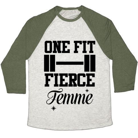 Virgin Teez  Baseball Tee Unisex Tri-Blend Baseball Tee / small / Oatmeal / Moss ONE FIT FIERCE FEMME UNISEX TRI-BLEND BASEBALL TEE