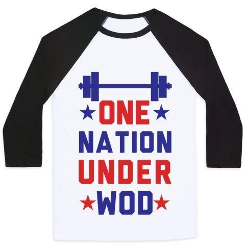 Virgin Teez  Baseball Tee Unisex Classic Baseball Tee / x-small / White/Black ONE NATION UNDER WOD UNISEX CLASSIC BASEBALL TEE