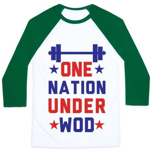 Virgin Teez  Baseball Tee Unisex Classic Baseball Tee / x-small / White/Dark Green ONE NATION UNDER WOD UNISEX CLASSIC BASEBALL TEE