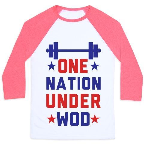 Virgin Teez  Baseball Tee Unisex Classic Baseball Tee / x-small / White/Neon Pink ONE NATION UNDER WOD UNISEX CLASSIC BASEBALL TEE