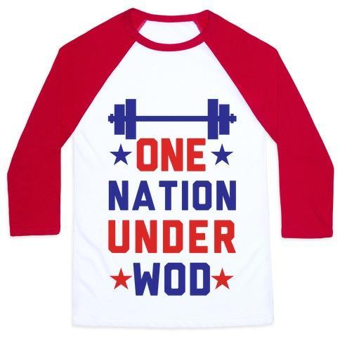 Virgin Teez  Baseball Tee Unisex Classic Baseball Tee / x-small / White/Red ONE NATION UNDER WOD UNISEX CLASSIC BASEBALL TEE