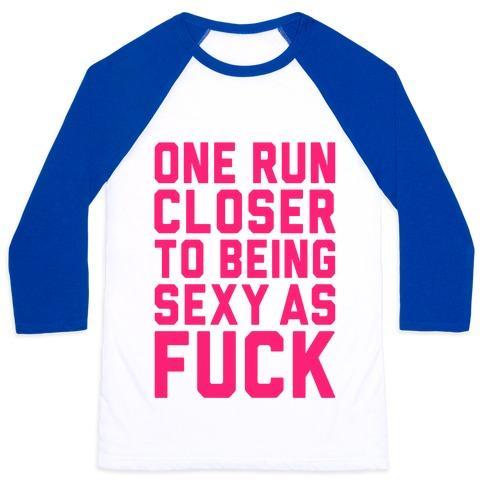 Virgin Teez  Baseball Tee Unisex Classic Baseball Tee / x-small / White/Blue ONE RUN CLOSER TO BEING SEXY AS F*** UNISEX CLASSIC BASEBALL TEE