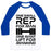 Virgin Teez  Baseball Tee Unisex Classic Baseball Tee / x-small / White/Blue ONE SMALL REP FOR MAN ONE GIANT LIFT FOR MANKIND LIFTING QUOTE PARODY UNISEX CLASSIC BASEBALL TEE