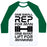 Virgin Teez  Baseball Tee Unisex Classic Baseball Tee / x-small / White/Dark Green ONE SMALL REP FOR MAN ONE GIANT LIFT FOR MANKIND LIFTING QUOTE PARODY UNISEX CLASSIC BASEBALL TEE