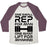 Virgin Teez  Baseball Tee Unisex Tri-Blend Baseball Tee / small / Oatmeal / Maroon ONE SMALL REP FOR MAN ONE GIANT LIFT FOR MANKIND LIFTING QUOTE PARODY UNISEX TRI-BLEND BASEBALL TEE