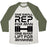 Virgin Teez  Baseball Tee Unisex Tri-Blend Baseball Tee / small / Oatmeal / Moss ONE SMALL REP FOR MAN ONE GIANT LIFT FOR MANKIND LIFTING QUOTE PARODY UNISEX TRI-BLEND BASEBALL TEE