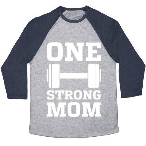 Virgin Teez  Baseball Tee Unisex Tri-Blend Baseball Tee / small / Athletic Gray / Navy ONE STRONG MOM UNISEX TRI-BLEND BASEBALL TEE