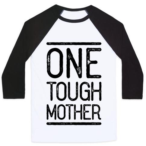 Virgin Teez  Baseball Tee Unisex Classic Baseball Tee / x-small / White/Black ONE TOUGH MOTHER UNISEX CLASSIC BASEBALL TEE