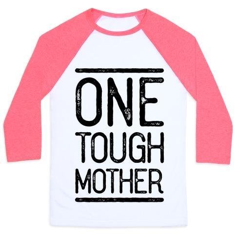 Virgin Teez  Baseball Tee Unisex Classic Baseball Tee / x-small / White/Neon Pink ONE TOUGH MOTHER UNISEX CLASSIC BASEBALL TEE