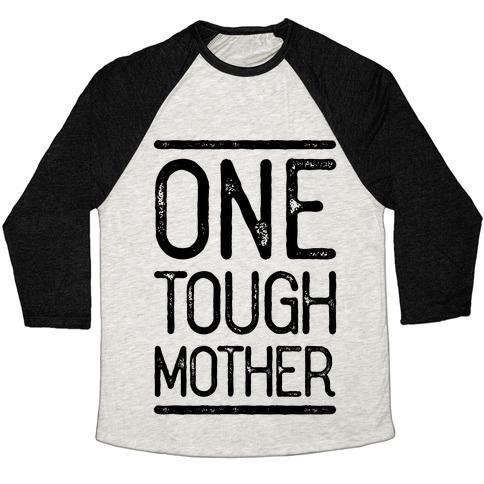 Virgin Teez  Baseball Tee Unisex Tri-Blend Baseball Tee / small / Oatmeal / Black ONE TOUGH MOTHER UNISEX TRI-BLEND BASEBALL TEE