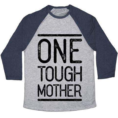 Virgin Teez  Baseball Tee Unisex Tri-Blend Baseball Tee / small / Athletic Gray / Navy ONE TOUGH MOTHER UNISEX TRI-BLEND BASEBALL TEE