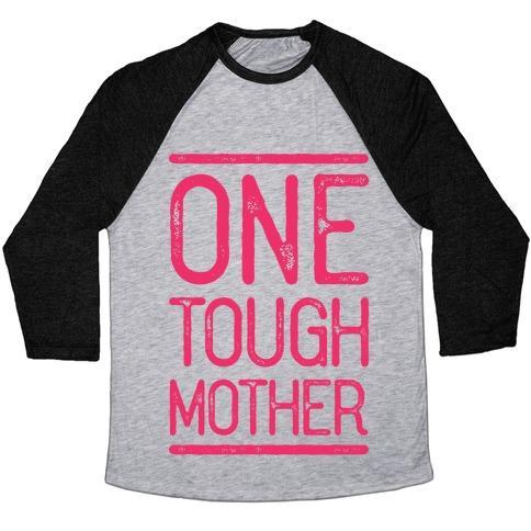 Virgin Teez  Baseball Tee Unisex Tri-Blend Baseball Tee / small / Athletic Gray / Black ONE TOUGH MOTHER UNISEX TRI-BLEND BASEBALL TEE