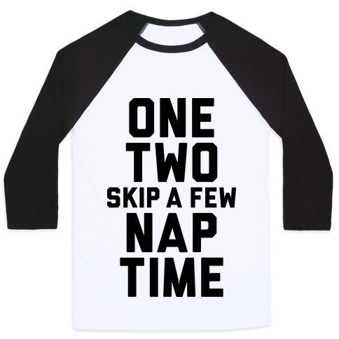 Virgin Teez  Baseball Tee Unisex Classic Baseball Tee / x-small / White/Black ONE, TWO, SKIP A FEW, NAP TIME UNISEX CLASSIC BASEBALL TEE