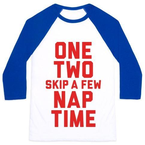 Virgin Teez  Baseball Tee Unisex Classic Baseball Tee / x-small / White/Blue ONE, TWO, SKIP A FEW, NAP TIME UNISEX CLASSIC BASEBALL TEE