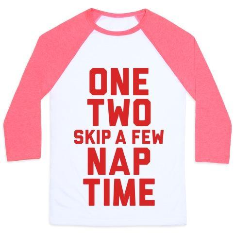 Virgin Teez  Baseball Tee Unisex Classic Baseball Tee / x-small / White/Neon Pink ONE, TWO, SKIP A FEW, NAP TIME UNISEX CLASSIC BASEBALL TEE